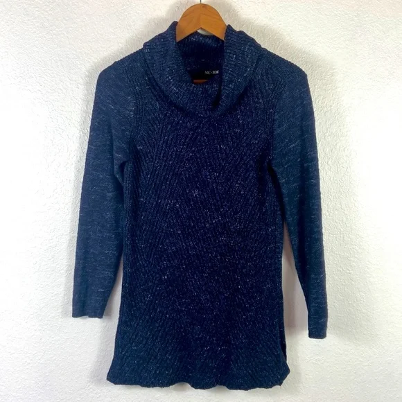 NIC+ZOE Blue Marled Turtleneck Sweater S - Picture 1 of 7